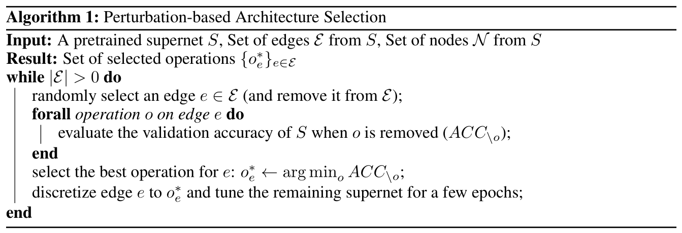 perturbation-based architecture selection